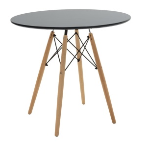 Τραπέζι Julita MDF με επιφάνεια Μαύρο και πόδια naturale 80x80x73 cm