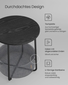 Τραπεζάκι σαλονιού Vasagle Μαύρο 45x45x51 cm - Img 5