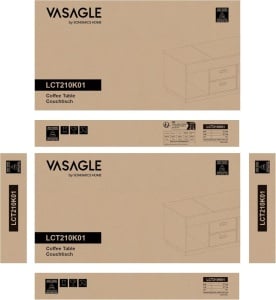 Τραπεζάκι σαλονιού Vasagle Μπεζ 100x50x48.5 cm - Img 6