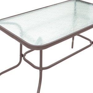 Τραπέζι κήπου Vallor από μέταλλο Καφέ-γυαλί 110x60x70 cm - Img 3