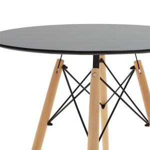 Τραπέζι Julita MDF Μαύρο και ξύλο από οξιά Φυσικό 60x60x73 cm - Img 3