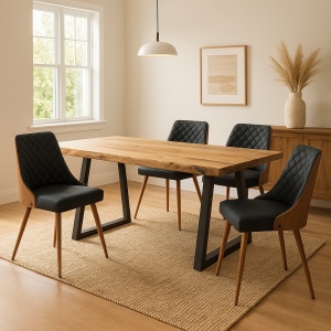 Τραπέζι Miles Slim Boho, Pako World, ξύλο ακακίας, πάχος 3.7 cm, Φυσικό, 200x96x76 cm - Img 2