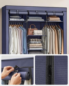 Υφασμάτινη ντουλάπα Songmics Navy 150x45x175 cm - Img 7