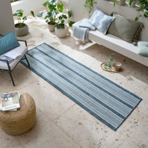 Χαλί Διαδρόμου Roma Stripe Outdoor Μπλε 80x230 cm, Flair Rugs