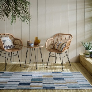Χαλί Διαδρόμου Rosco Geo Outdoor Μπλε 80x230 cm, Flair Rugs