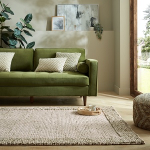 Χαλί Bobble Wool Border Πράσινο 160X230 cm, Flair Rugs