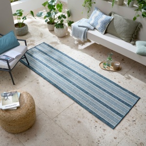 Χαλί Διαδρόμου Roma Stripe Outdoor Μπλε 80x230 cm, Flair Rugs