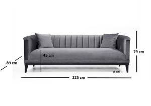 3θέσιος καναπές Trendy Σκούρο Γκρι 225x79x89 cm - Img 4