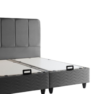 Cadru de pat cu somiera si depozitare telescopica, Lunda, Antracit, 206x160x117 cm - Img 6