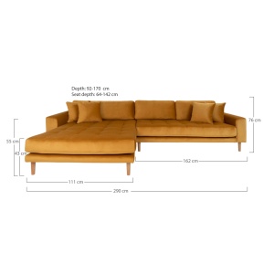 Canapea lounge Lido, Galben mustar, 92x290x76 cm - Img 2