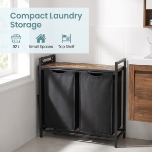 Cos de rufe Vasagle, Brenta, Negru, 71.3x33x72 cm - Img 3
