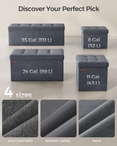 Cufar depozitare Songmics Gri 110x38x38 cm - Img 6