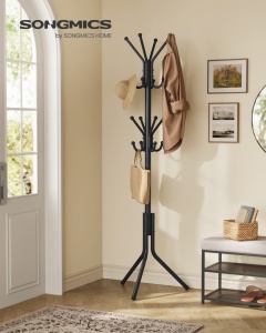 Cuier tip pom, Alan, Songmics, Negru, 48x43x175 cm - Img 2