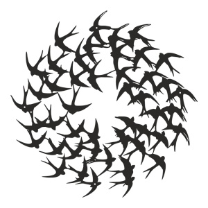 Decoratiune de perete din metal, Swarm, Negru, 0.2x50x50 cm