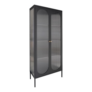 Dulap vitrina Adelaide, Negru, 35x80x180 cm - Img 4