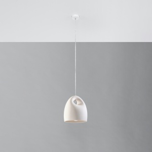 Lustra suspendata Bukano din ceramica Alb 25x25x126 cm - Img 2