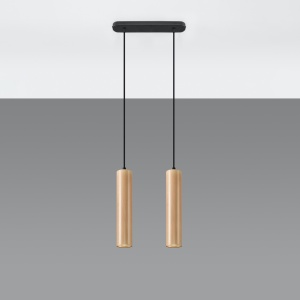 Lustra suspendata Lino din lemn, Natural 30x6x90 cm - Img 2