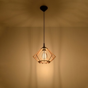 Lustra suspendata Pompelmo din lemn, Natural 27.5x27.5x90 cm - Img 3
