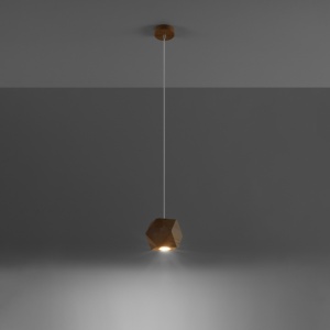 Lustra suspendata Woody din lemn, Natural 12x12x120 cm - Img 3