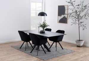 Masa dining Heaven, Negru, 75.5x200x100 cm - Img 5