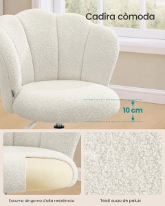 Scaun birou Songmics, Laela, Alb, 64x64x89 cm - Img 4