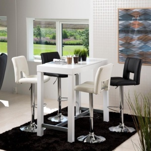 Scaun de bar Sylvia, Alb, 115x41.5x52 cm - Img 3