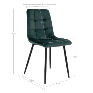 Scaun dining Middelfart, Verde inchis, 55x44x86 cm - Img 3