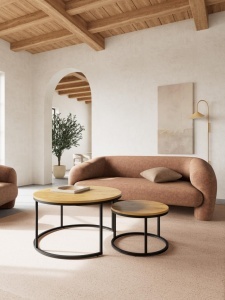 Set 2 piese Masute de cafea Spiro, Natural, 44.5x80x80 cm