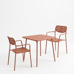 Set 3 bucati masa si scaune gradina V1, Moraja, Terracotta, 70x70x73 cm - Img 2