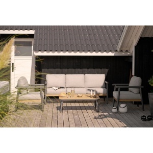 Set 4 piese Mobilier lounge pentru exterior Comillas, Gri, 73.5x179.5x65 cm