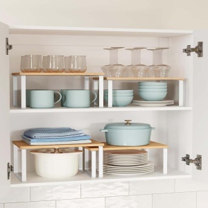 Set 4 rafturi bucatarie, Bystro, Songmics, Galben, 29.7x19.5x15.5 cm - Img 3