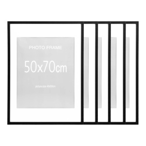 Set 5 piese Rame foto Marbella, Negru, 70x50x1.8 cm