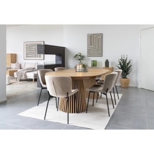 Set 7 piese Masa dining si scaune Osaka, Nuc deschis, 120x59x75 cm