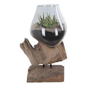 Vaza sculptata decorativa Waterdrop, Natural, 15x18x25 cm