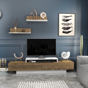 Έπιπλο TV Lusi-Λευκό, Oud Oak