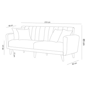 Αναδιπλούμενος καναπές 3 θέσεων Aqua Γκρι 210x85x82 cm - Img 8