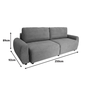 Αναδιπλούμενος καναπές 3 θέσεων Hungie, Μπεζ, 250x92x89 cm - Img 6
