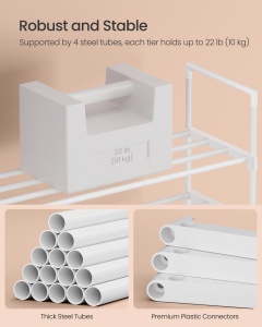 Αρθρωτή παπουτσοθήκη Songmics Περλέ Λευκό 92x30x55 cm - Img 5