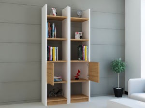 Βιβλιοθήκη Esbi 102 - Λευκό, Teak