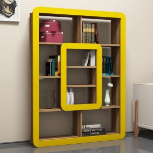 Βιβλιοθήκη Orkide - Walnut, Yellow