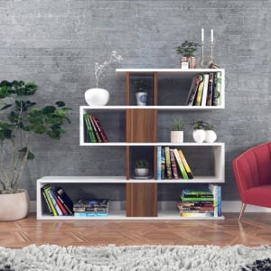 Βιβλιοθήκη Karlin - Λευκό, Walnut