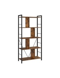 Βιβλιοθήκη Vasagle, 5 ράφια, Rustic Καφέ, LBC121B01, 74 x 30 x 150 cm