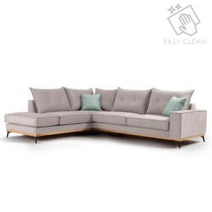 Δεξιός Γωνιακός Καναπές Luxury II Elephant - Ciel - Μαύρο 290x235x90 cm
