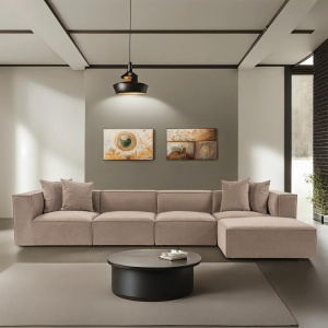 Δεξιός Γωνιακός Καναπές Sora Cappuccino 430x75x102 cm