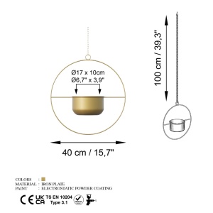 Διακοσμητική Γλάστρα Payanda Χρυσό 40x40x17 cm - Img 7