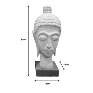 Διακοσμητική προτομή Buddha Wevi λευκό ξύλο μάνγκο 13x10x33 cm - Img 2