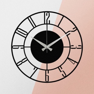 Διακοσμητικό Μεταλλικό Ρολόι Τοίχου Enzoclock Μαύρο 48x48 cm - Img 5