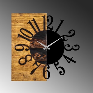 Διακοσμητικό Ξύλινο Ρολόι Τοίχου Wooden Καρυδί 58x3x58 cm - Img 5