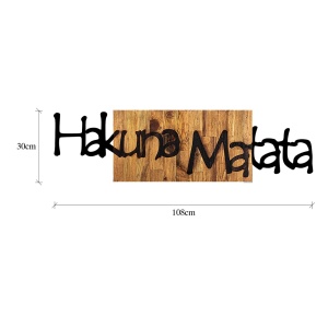 Διακοσμητικό Τοίχου από Ξύλο και Μέταλλο Hakuna Matata 4, Μαύρο, 108x3x30 cm - Img 7
