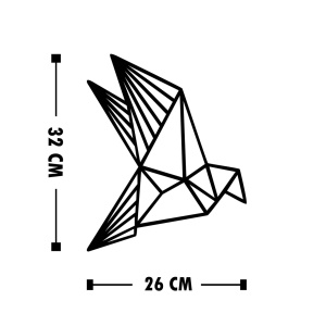Διακοσμητικό Τοίχου από Ξύλο και Μέταλλο Origami, Μαύρο, 26x32 cm - Img 5